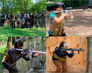 photos of airsoft players at the paintball asylum field